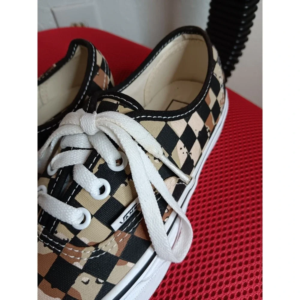 Vans Authentic Sneaker Women 5.5 Men 4.0 Tan Camo Checkerboard Excellent Low Top